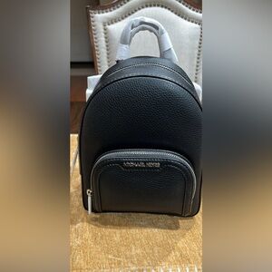 Michael Kors Black Pebbled Leather Mini Backpack with Silver Hardware